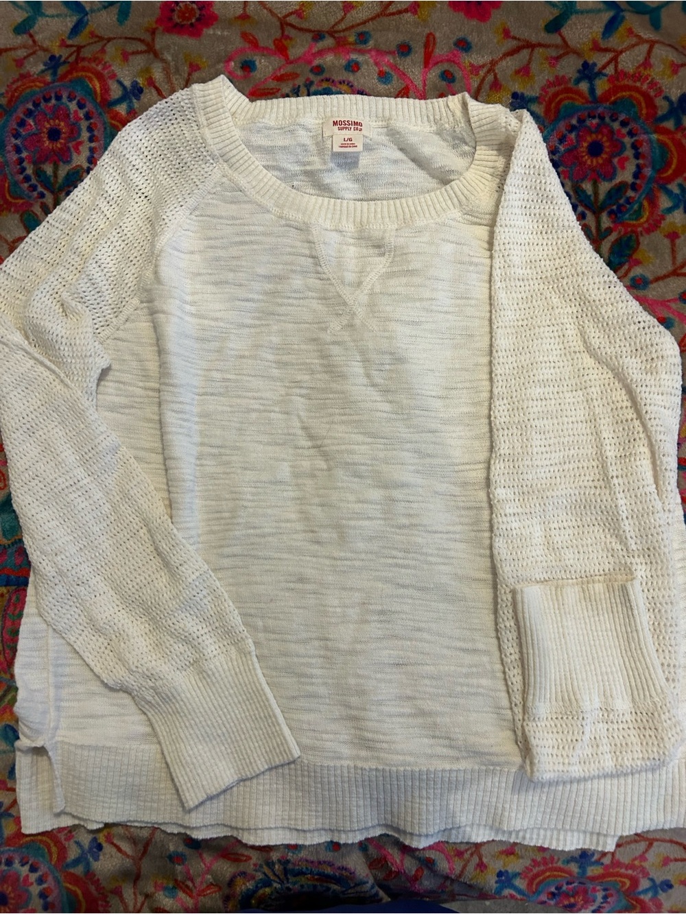Mossimo Supply Co. Ivory Open-Knit Crewneck Sweater